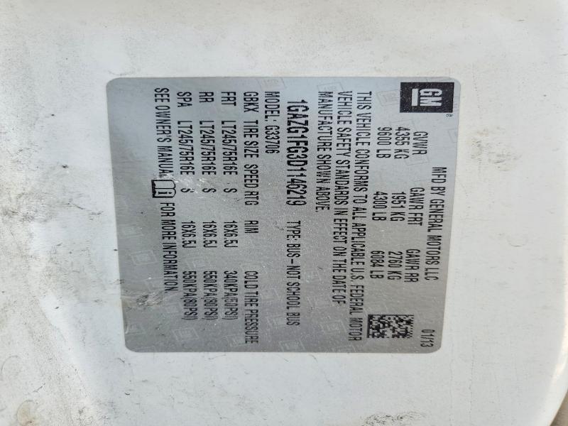 49993816 :رقم المزاد ، 1GAZG1FG3D1146219 vin ، 2013 Chevrolet Express G3500 مزاد بيع