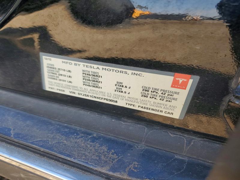 Auction sale of the 2012 Tesla Model S, vin: 5YJSA1CN4CFP03058, lot number: 49436266