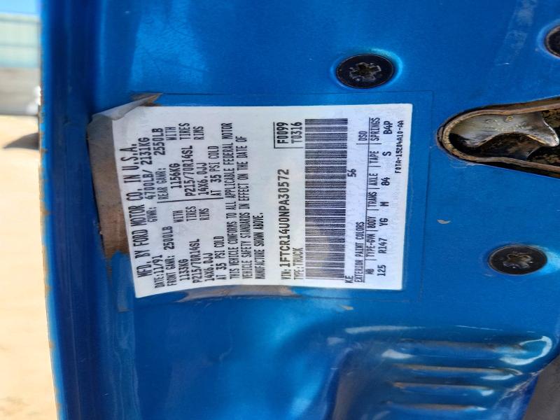 48052906 :رقم المزاد ، 1FTCR14U0NPA30572 vin ، 1992 Ford Ranger مزاد بيع