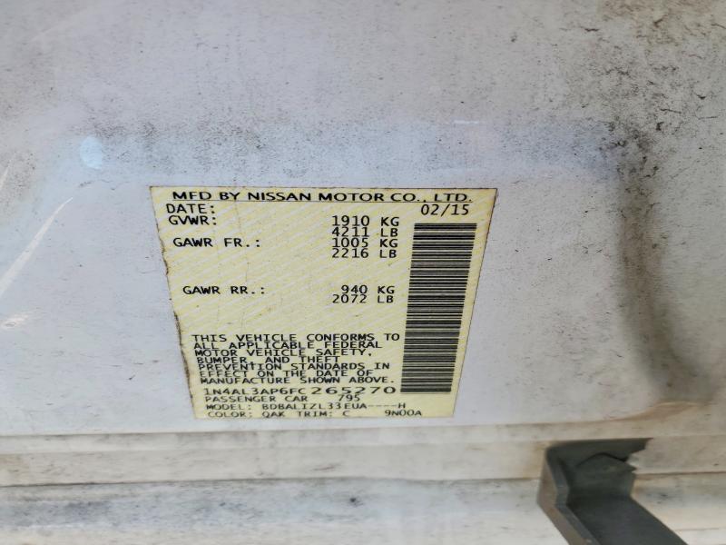 2015 Nissan Altima მანქანა იყიდება აუქციონზე, vin: 1N4AL3AP6FC265270, აუქციონის ნომერი: 50961376