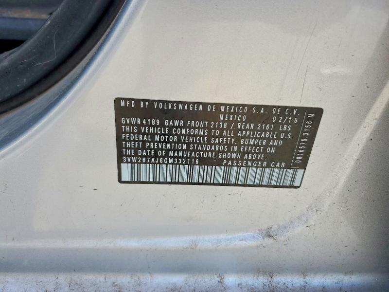 Продаж на аукціоні авто 2016 Volkswagen Jetta, vin: 3VW267AJ6GM332116, номер лоту: 49506516