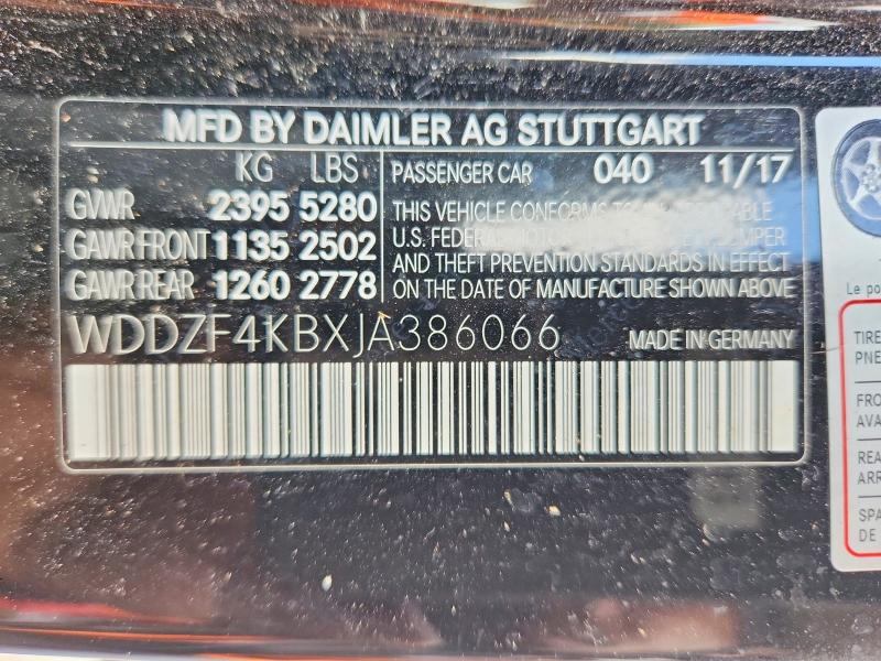 Продажа на аукционе авто 2018 Mercedes-benz E, vin: WDDZF4KBXJA386066, номер лота: 48538306