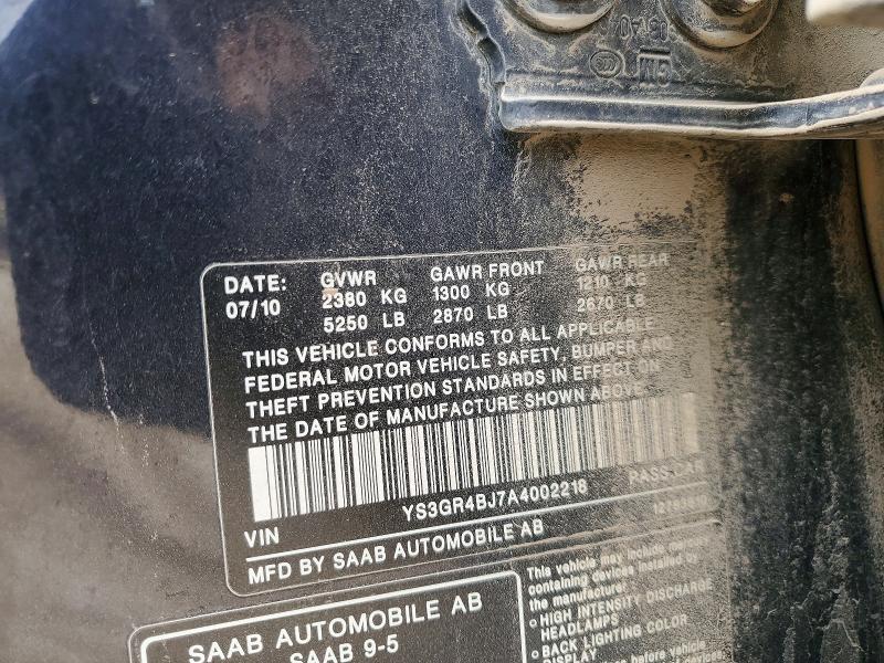 Aukcja sprzedaży 2010 Saab 9-5, vin: YS3GR4BJ7A4002218, numer aukcji: 51848626