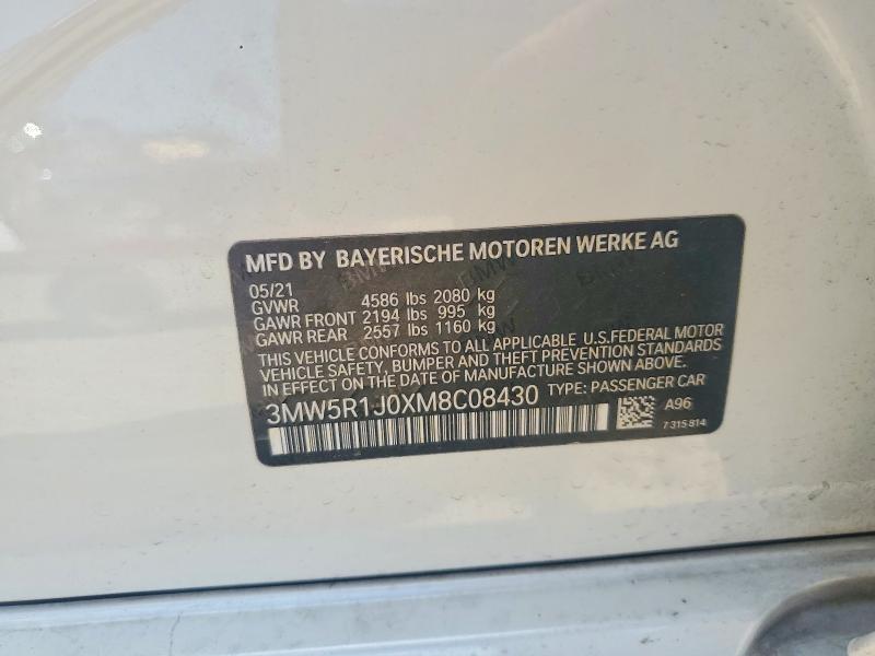 Продажа на аукционе авто 2021 Bmw 330i, vin: 3MW5R1J0XM8C08430, номер лота: 49018876
