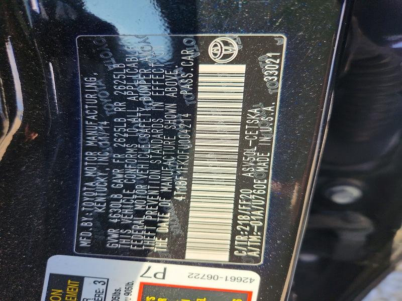 Aukcja sprzedaży 2015 Toyota Camry, vin: 4T1BF1FK0FU004214, numer aukcji: 50989956