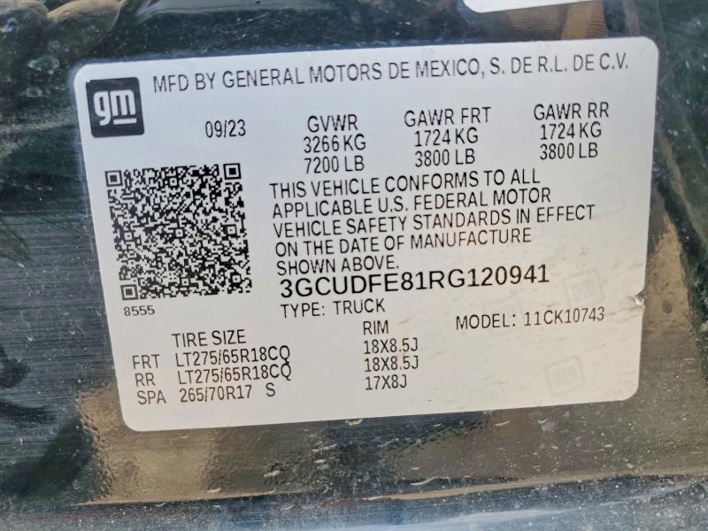 Aukcja sprzedaży 2024 Chevrolet Silverado, vin: 3GCUDFE81RG120941, numer aukcji: 50658576