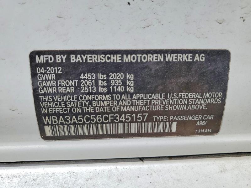 2012 Bmw 328 მანქანა იყიდება აუქციონზე, vin: WBA3A5C56CF345157, აუქციონის ნომერი: 49121976