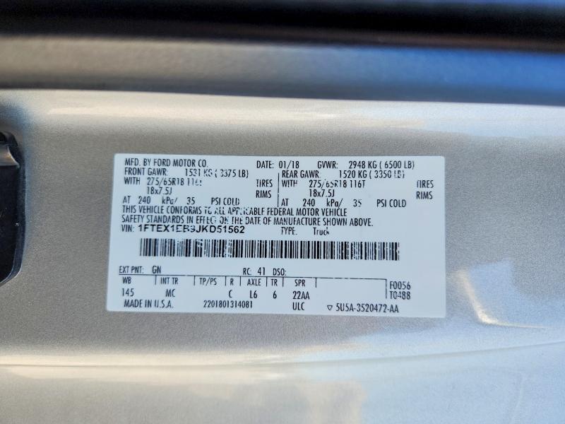 Продажа на аукционе авто 2018 Ford F150, vin: 1FTEX1EB9JKD51562, номер лота: 50511356