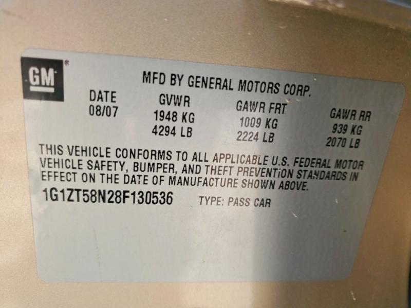 50764456 :رقم المزاد ، 1G1ZT58N28F130536 vin ، 2008 Chevrolet Malibu مزاد بيع