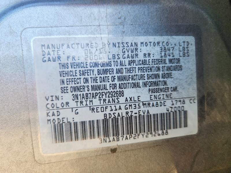 Продажа на аукционе авто 2015 Nissan Sentra, vin: 3N1AB7AP2FY292688, номер лота: 51818856