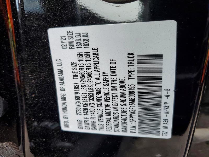 Продаж на аукціоні авто 2021 Honda Ridgeline, vin: 5FPYK3F16MB008195, номер лоту: 51416936