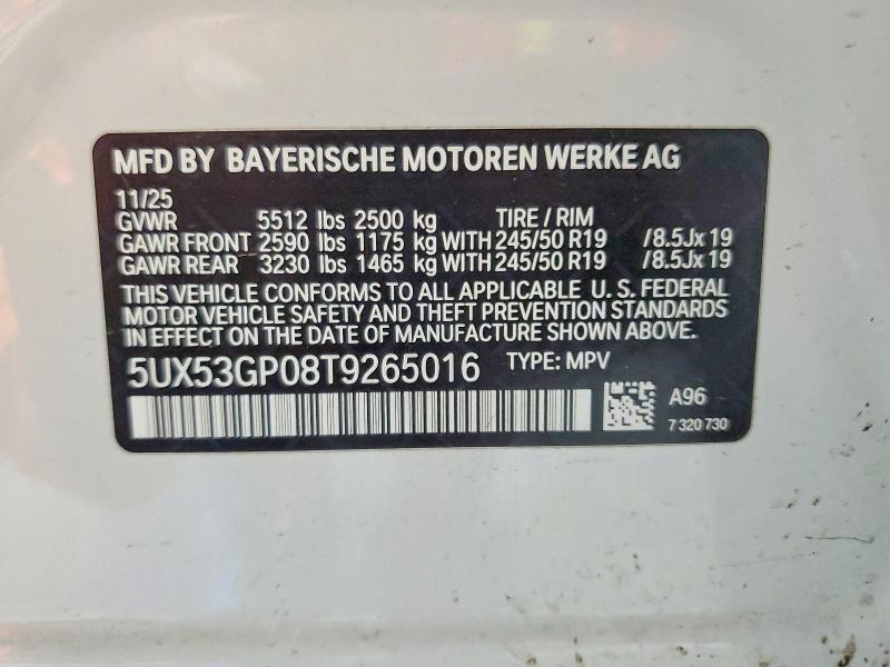 Продажа на аукционе авто 2026 Bmw X3, vin: 5UX53GP08T9265016, номер лота: 49664846
