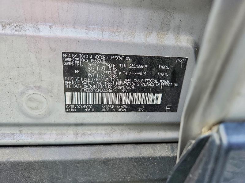 Aukcja sprzedaży 2021 Toyota Rav4 Prime, vin: JTMEB3FV5MD052467, numer aukcji: 48071286