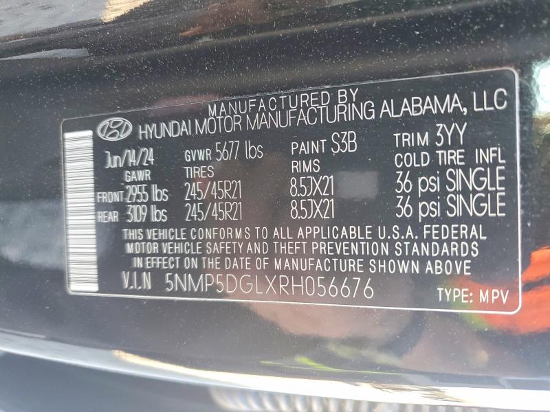 Продаж на аукціоні авто 2024 Hyundai Santa Fe, vin: 5NMP5DGLXRH056676, номер лоту: 49059126