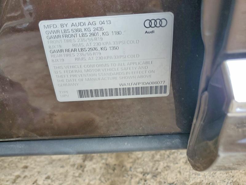 48047816 :رقم المزاد ، WA1LFAFP1DA086077 vin ، 2013 Audi Q5 مزاد بيع