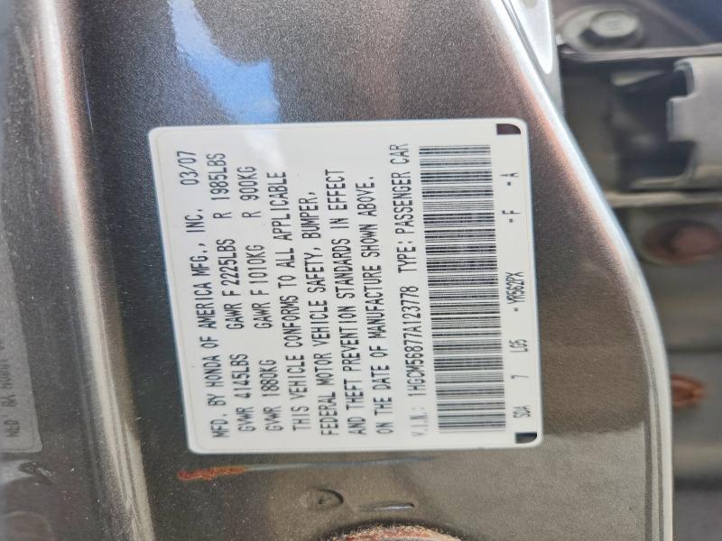 Aukcja sprzedaży 2007 Honda Accord, vin: 1HGCM56877A123778, numer aukcji: 51179906