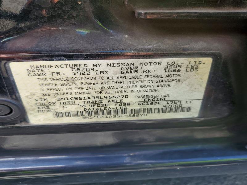 Aukcja sprzedaży 2005 Nissan Sentra, vin: 3N1CB51A35L458270, numer aukcji: 52058286