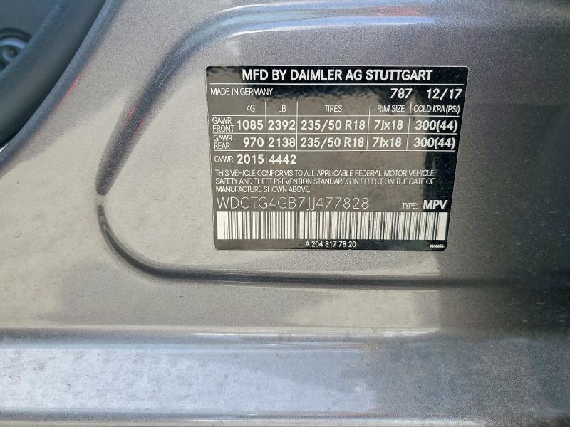Продаж на аукціоні авто 2018 Mercedes-benz Gla, vin: WDCTG4GB7JJ477828, номер лоту: 50918056