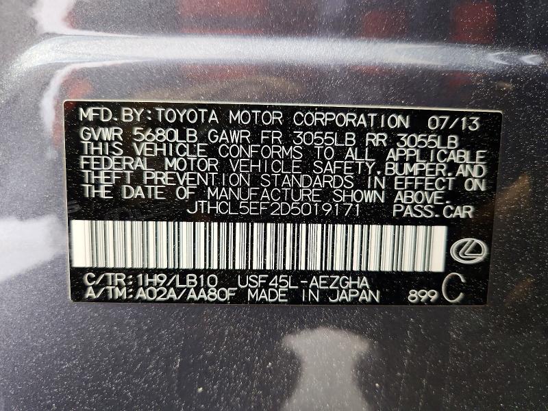 50912676 :رقم المزاد ، JTHCL5EF2D5019171 vin ، 2013 Lexus Ls مزاد بيع