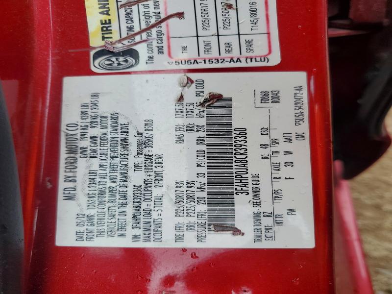 Продаж на аукціоні авто 2012 Ford Fusion, vin: 3FAHP0JA8CR393360, номер лоту: 51768026