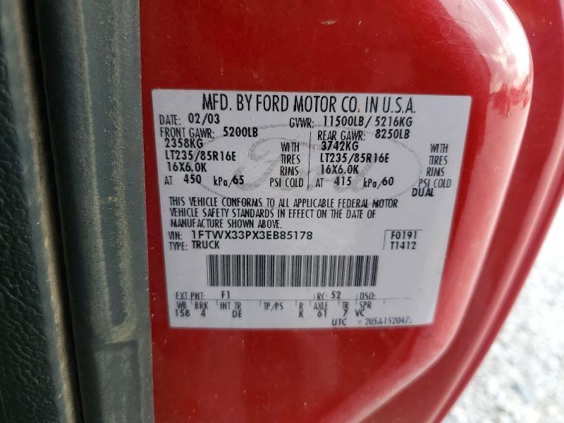48319076 :رقم المزاد ، 1FTWX33PX3EB85178 vin ، 2003 Ford F350 مزاد بيع