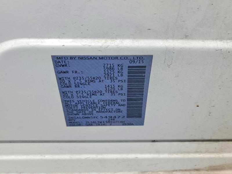 Aukcja sprzedaży 2015 Infiniti Qx60, vin: 5N1AL0MN5FC549472, numer aukcji: 48902196