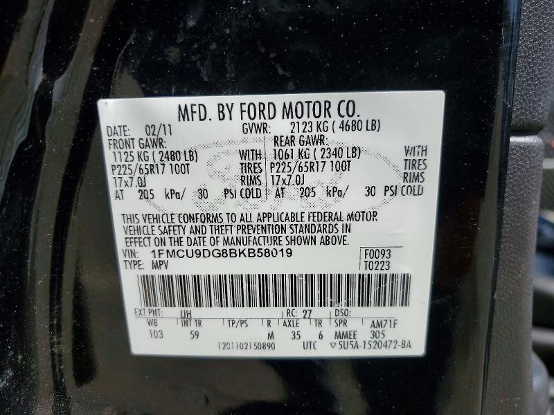 Aukcja sprzedaży 2011 Ford Escape, vin: 1FMCU9DG8BKB58019, numer aukcji: 50312416