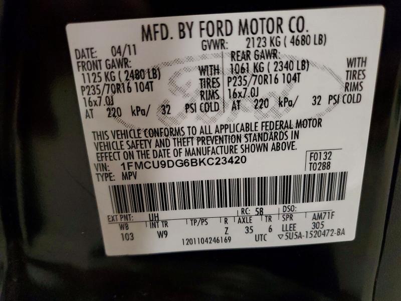 Продажа на аукционе авто 2011 Ford Escape, vin: 1FMCU9DG6BKC23420, номер лота: 50744436