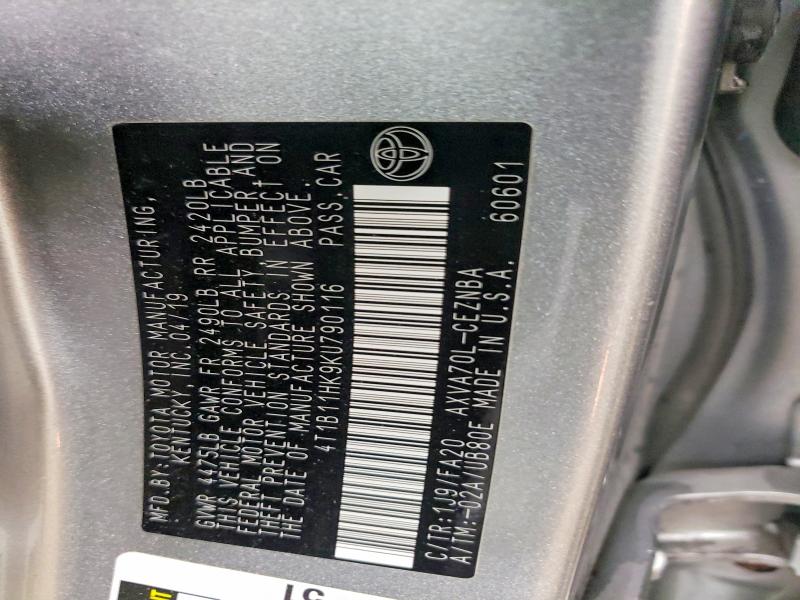 Aukcja sprzedaży 2019 Toyota Camry, vin: 4T1B11HK9KU790116, numer aukcji: 48895556