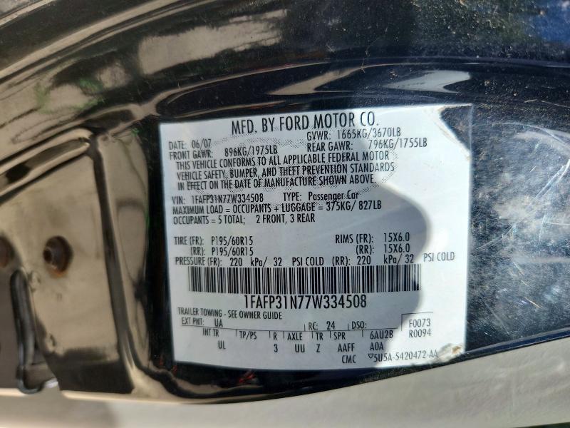Продаж на аукціоні авто 2007 Ford Focus, vin: 1FAFP31N77W334508, номер лоту: 49483666
