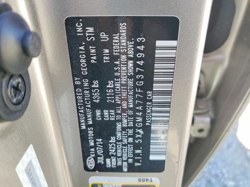51813956 :رقم المزاد ، 5XXGM4A77FG374943 vin ، 2015 Kia Optima مزاد بيع