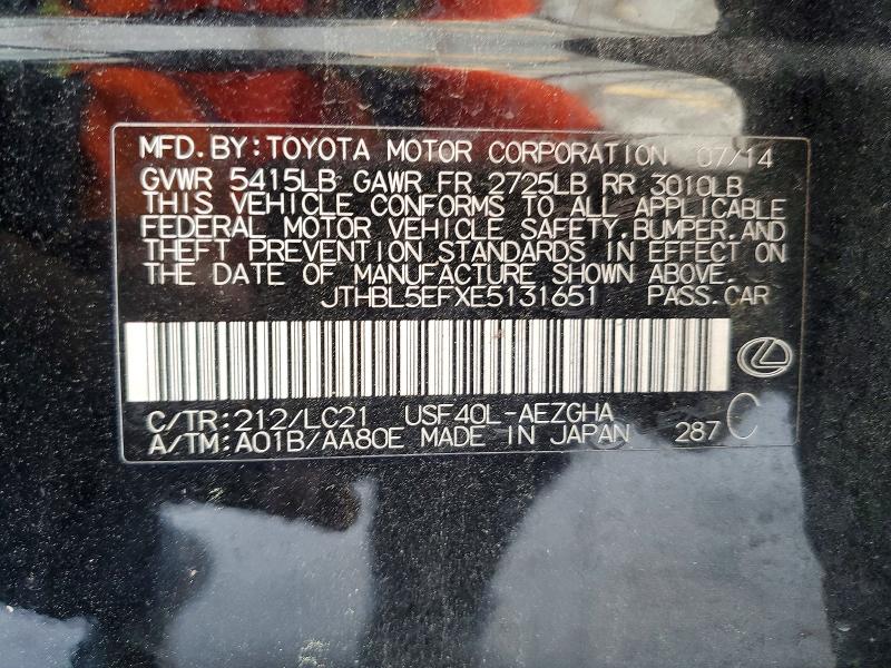 Продажа на аукционе авто 2014 Lexus Ls, vin: JTHBL5EFXE5131651, номер лота: 50371906
