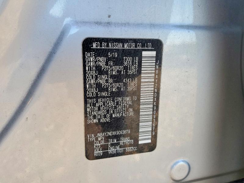 Aukcja sprzedaży 2019 Nissan Armada, vin: JN8AY2NDXK9093679, numer aukcji: 48839856