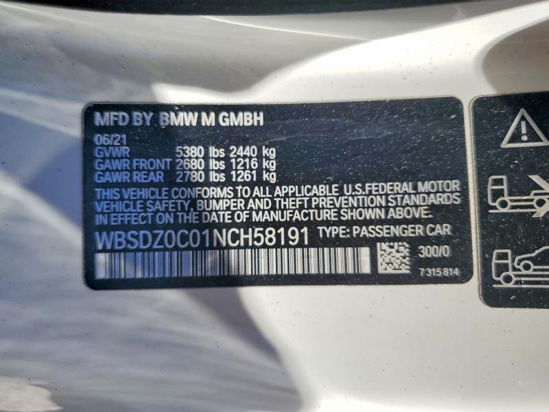 49649696 :رقم المزاد ، WBSDZ0C01NCH58191 vin ، 2022 Bmw M8 مزاد بيع
