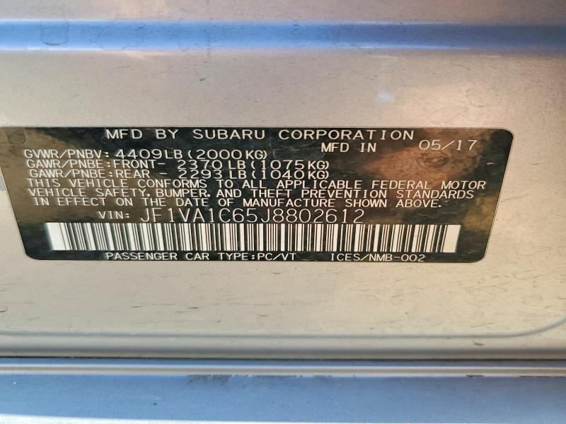 Aukcja sprzedaży 2018 Subaru Wrx, vin: JF1VA1C65J8802612, numer aukcji: 49176846