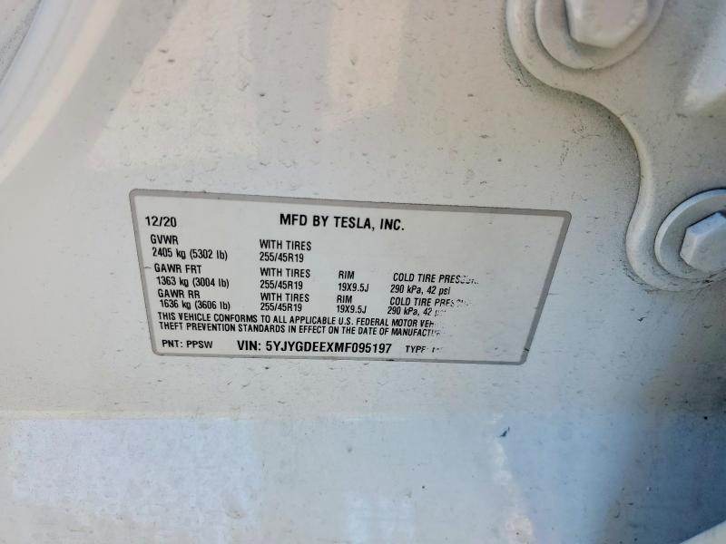 Aukcja sprzedaży 2021 Tesla Model Y, vin: 5YJYGDEEXMF095197, numer aukcji: 50998906