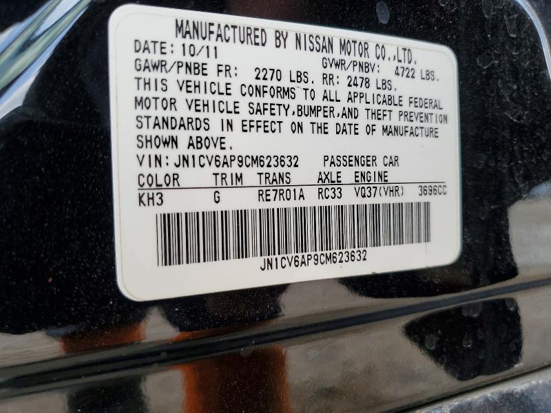 51583516 :رقم المزاد ، JN1CV6AP9CM623632 vin ، 2012 Infiniti G37 Sedan مزاد بيع