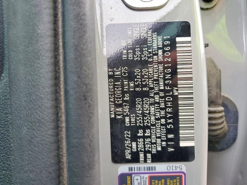 49797256 :رقم المزاد ، 5XYRHDLF3NG120691 vin ، 2022 Kia Sorento مزاد بيع