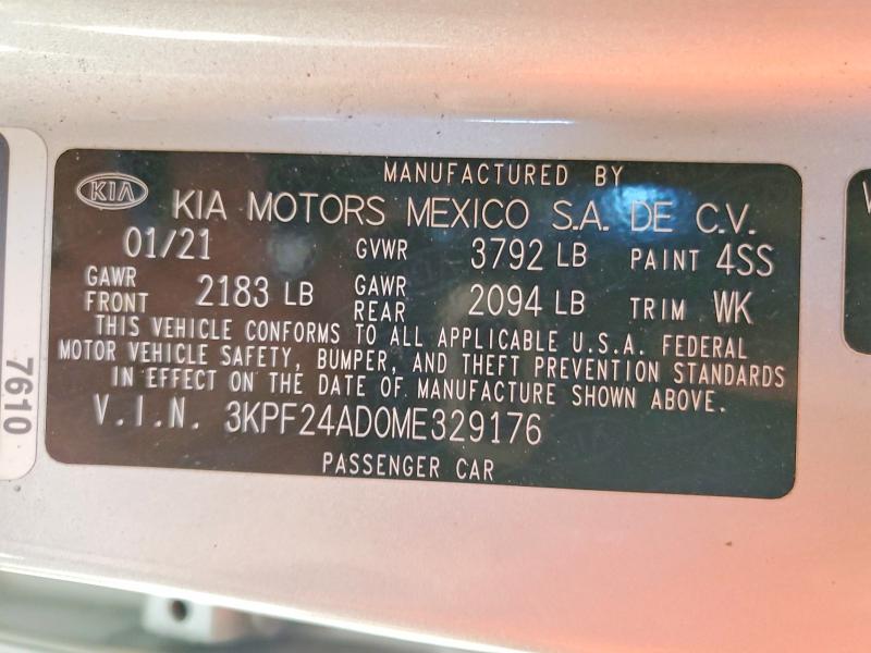 Продаж на аукціоні авто 2021 Kia Forte, vin: 3KPF24AD0ME329176, номер лоту: 50722176