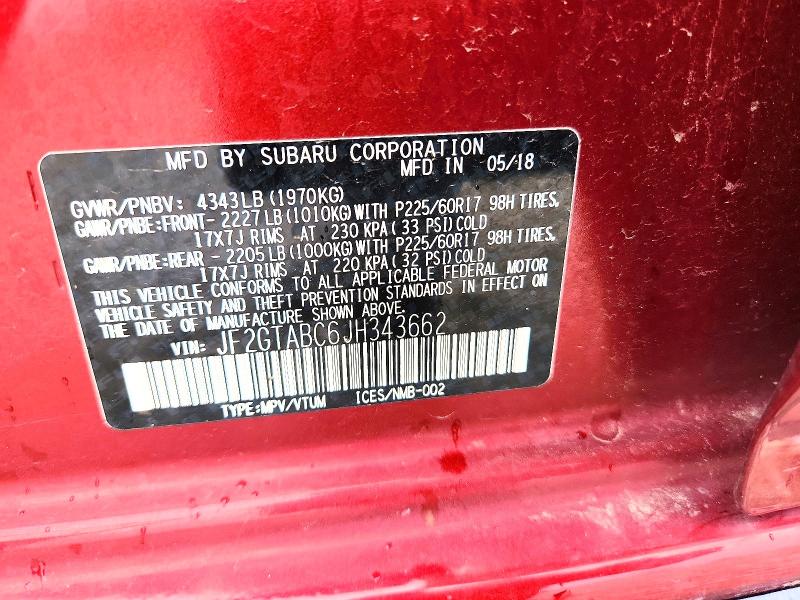 Aukcja sprzedaży 2018 Subaru Crosstrek, vin: JF2GTABC6JH343662, numer aukcji: 51119176
