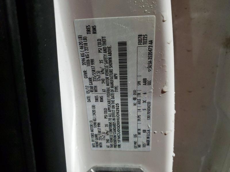 Aukcja sprzedaży 2017 Ford Escape, vin: 1FMCU0GD0HUD92925, numer aukcji: 49481926