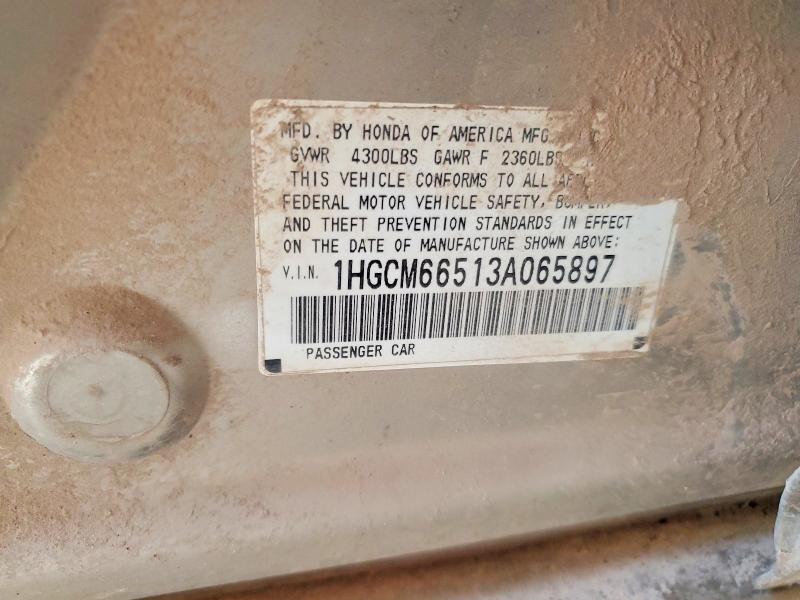 48537186 :رقم المزاد ، 1HGCM66513A065897 vin ، 2003 Honda Accord مزاد بيع