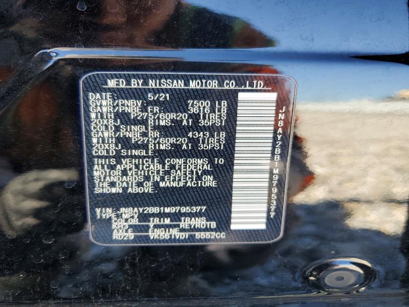 Продажа на аукционе авто 2021 Nissan Armada, vin: JN8AY2BB1M9795377, номер лота: 49974296