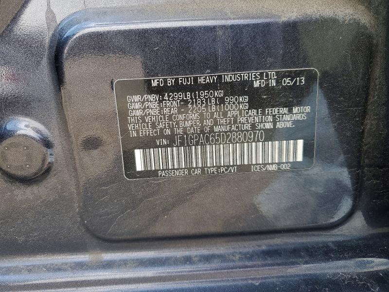 2013 Subaru Impreza მანქანა იყიდება აუქციონზე, vin: JF1GPAC65D2880970, აუქციონის ნომერი: 51326346
