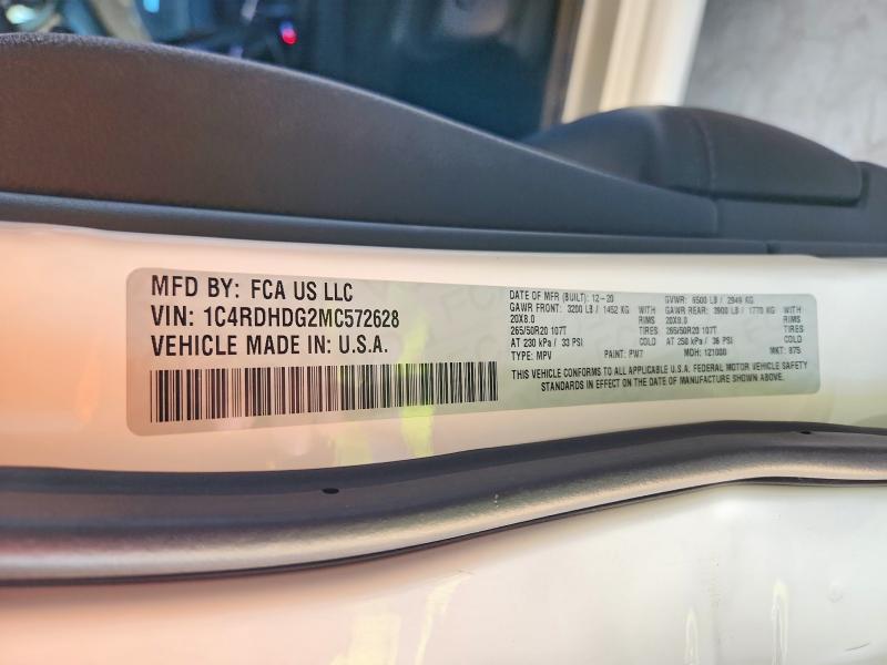 49274646 :رقم المزاد ، 1C4RDHDG2MC572628 vin ، 2021 Dodge Durango مزاد بيع