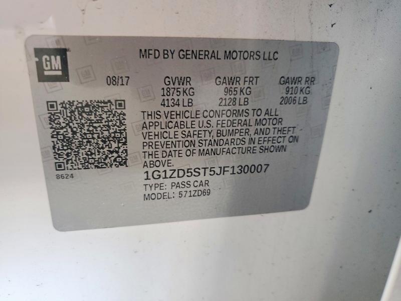 2018 Chevrolet Malibu მანქანა იყიდება აუქციონზე, vin: 1G1ZD5ST5JF130007, აუქციონის ნომერი: 50458696