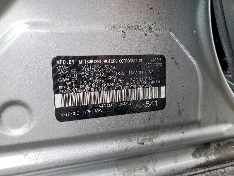 2020 Mitsubishi Outlander მანქანა იყიდება აუქციონზე, vin: JA4AD3A36LZ048597, აუქციონის ნომერი: 48226916
