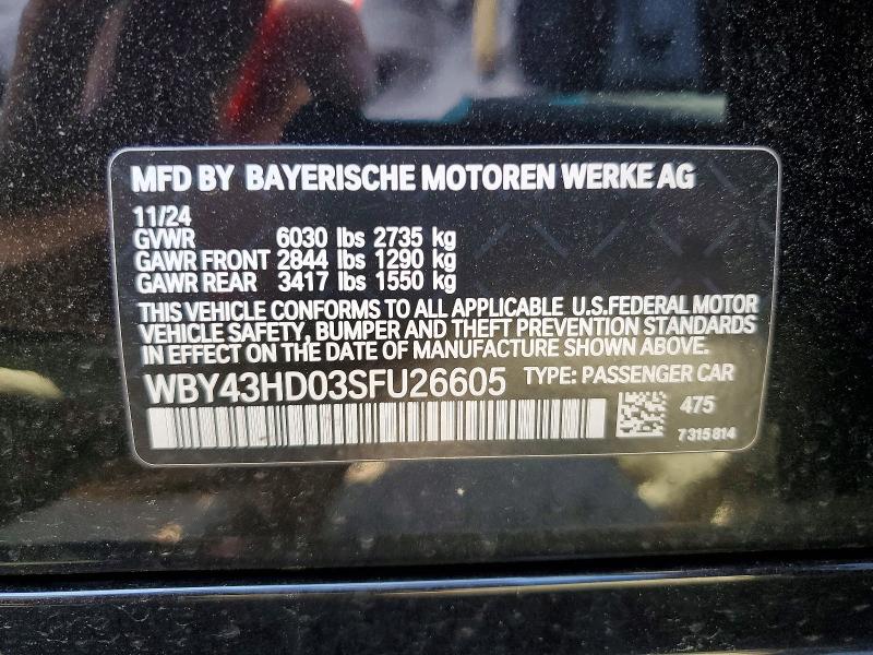 50219746 :رقم المزاد ، WBY43HD03SFU26605 vin ، 2025 Bmw I4 مزاد بيع
