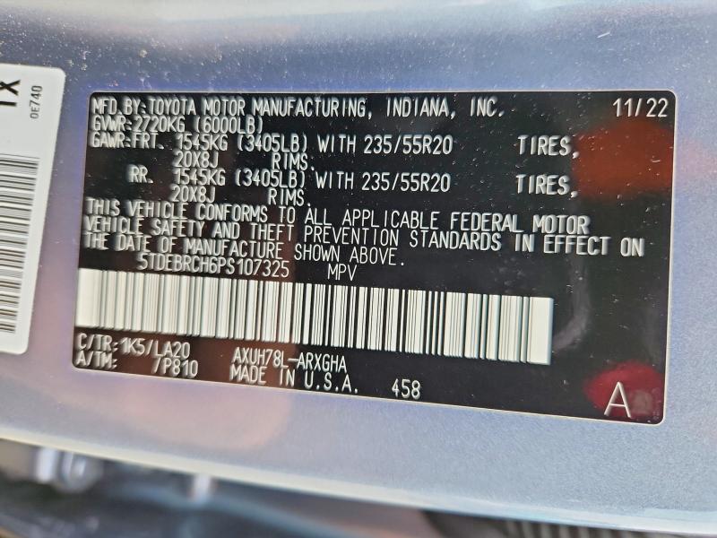 Продажа на аукционе авто 2023 Toyota Highlander Hybrid, vin: 5TDEBRCH6PS107325, номер лота: 51523636