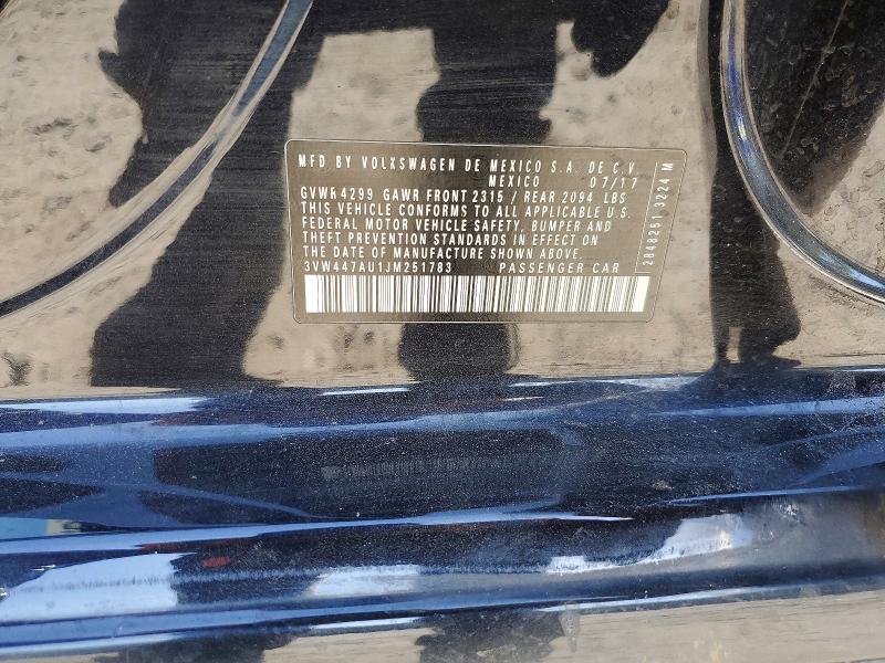 2018 Volkswagen Gti მანქანა იყიდება აუქციონზე, vin: 3VW447AU1JM251783, აუქციონის ნომერი: 50623406